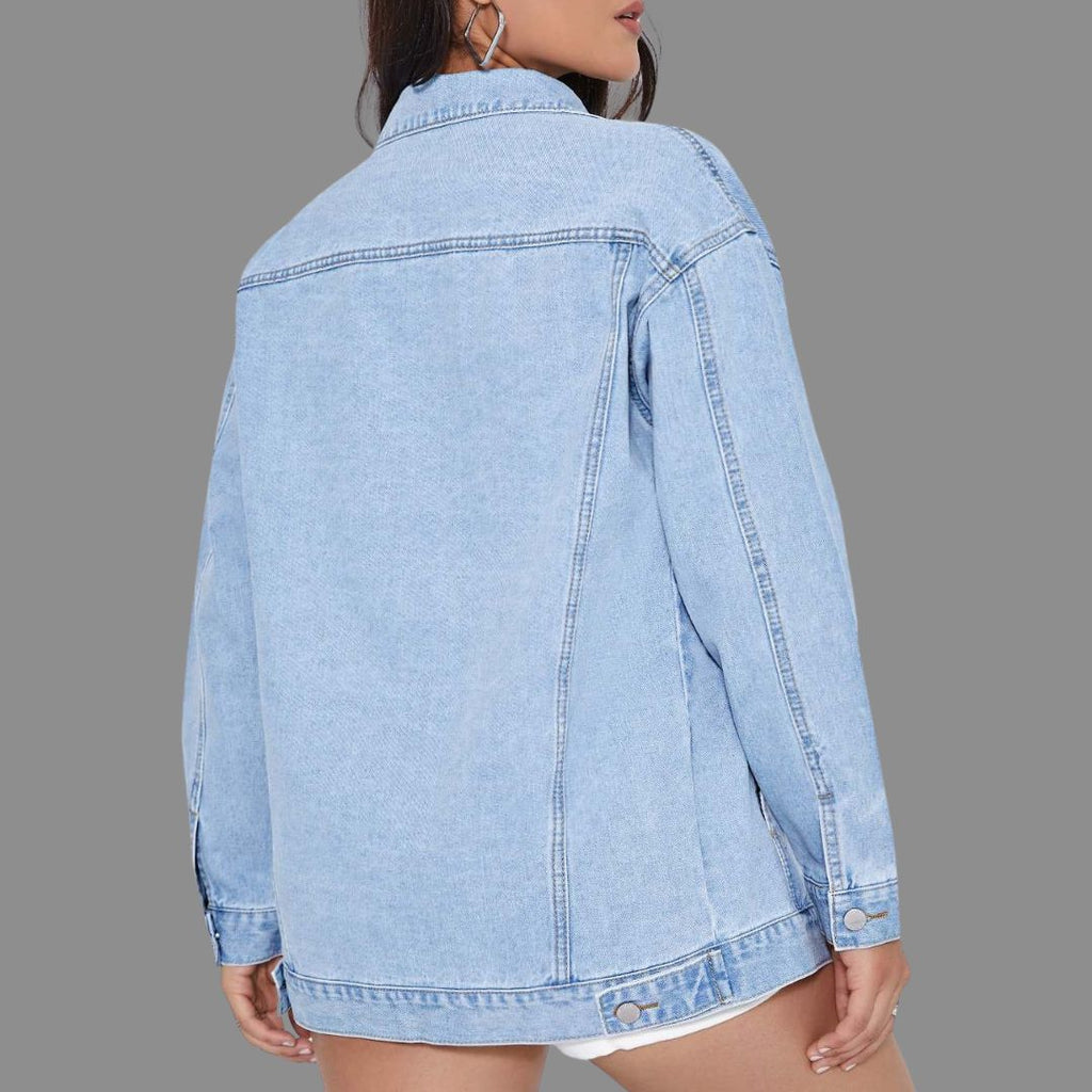 Ljusblå Oversized Jeansjacka i Klassisk Modell