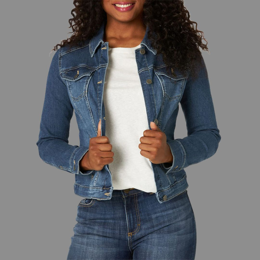 Figurnära Denimjacka i Indigo-tvätt