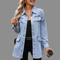 Lång Denimskjortjacka med Fickdetaljer