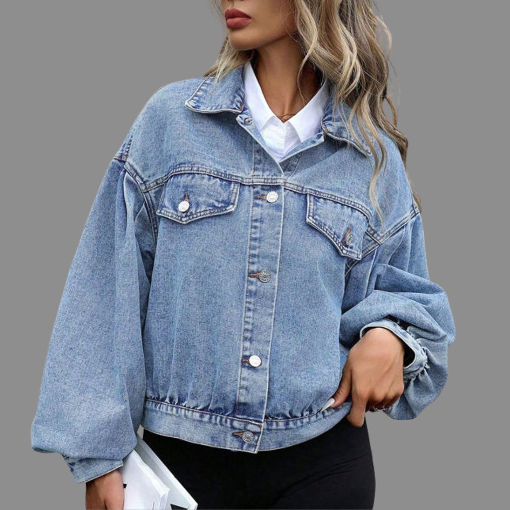 Oversized Jeansjacka med Ballongärm