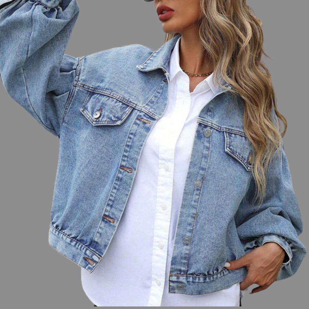 Oversized Jeansjacka med Ballongärm