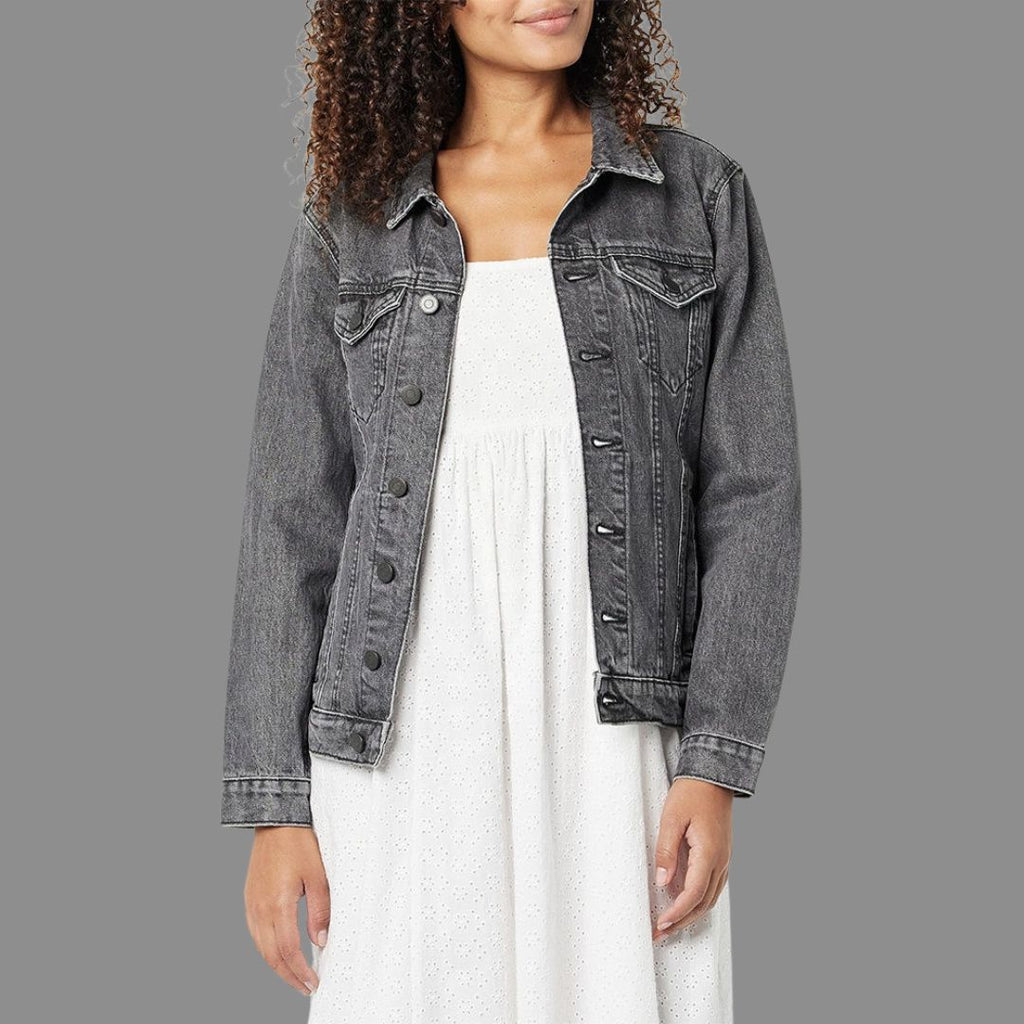 Grå Denimjacka i Tvättad Finish